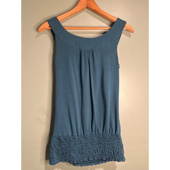 Women’s Size Small 6 Degrees Y2K Green Babydoll Tank Top Smocked Waist - Picture 5 of 7